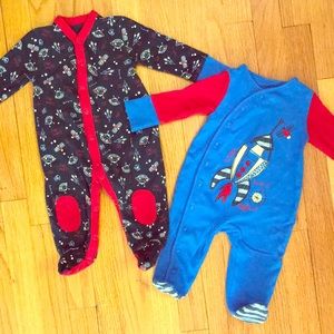 Set of 2 Space Rocket 🚀 Footed Pajamas